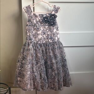 Belle by Badgley Mischka Navy & Pink Lace Dress